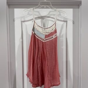 FREE PEOPLE Orange and White Rope Strap Tank Size Large